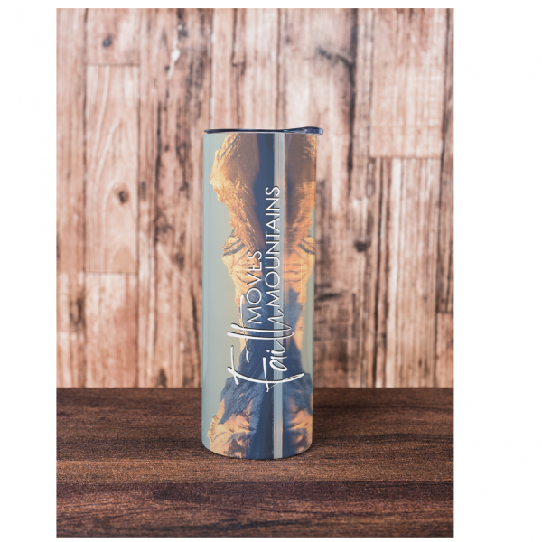 Faith Moves Mountains Skinny Tumbler